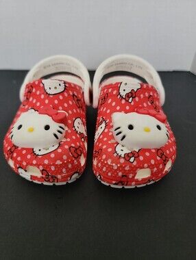 Crocs Hello Kitty Red Kids Clogs with White Character Accent Size 5